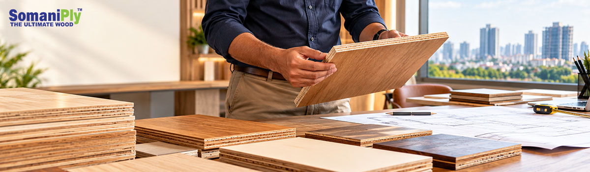 Inspecting plywood samples for a Bangalore project – SomaniPly