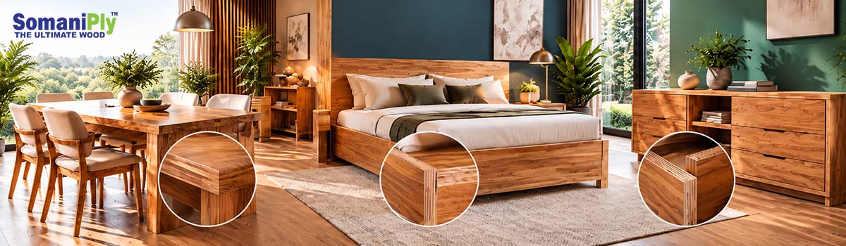 SomaniPly durable furniture plywood with layered core detail